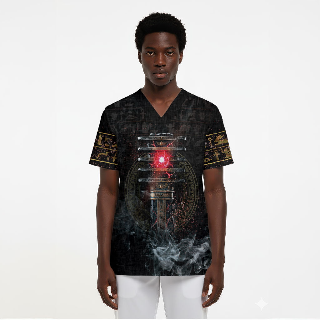 Egypt Djed Scrub Top Glow Smoky Dark Style