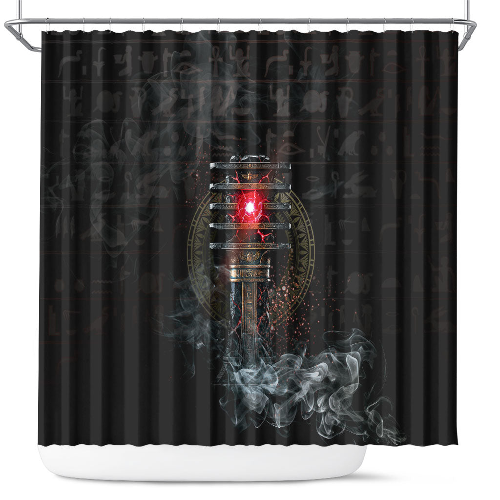 Egypt Djed Shower Curtain Glow Smoky Dark Style
