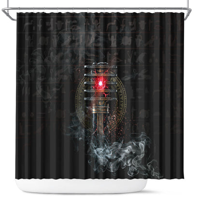 Egypt Djed Shower Curtain Glow Smoky Dark Style