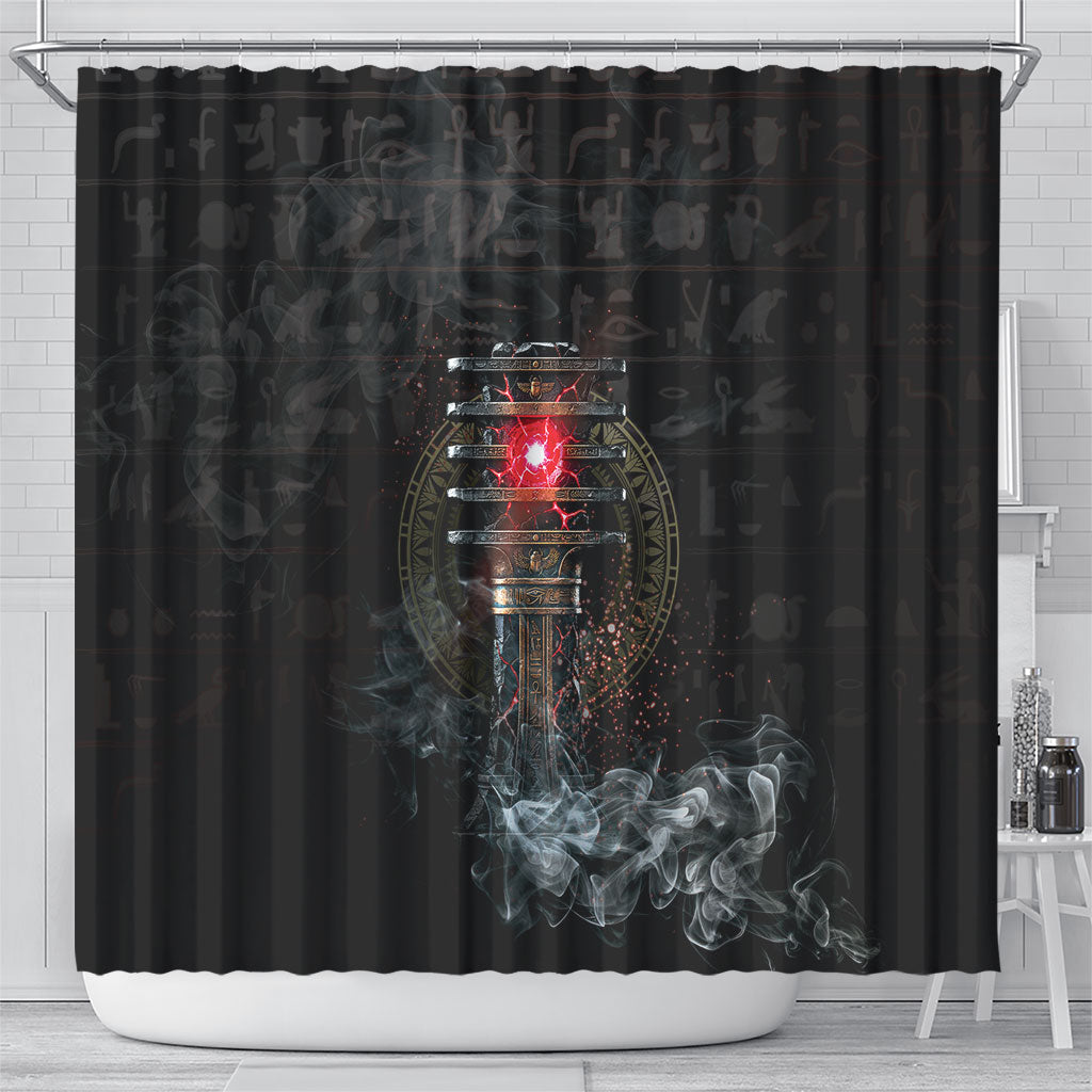 Egypt Djed Shower Curtain Glow Smoky Dark Style
