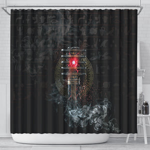 Egypt Djed Shower Curtain Glow Smoky Dark Style
