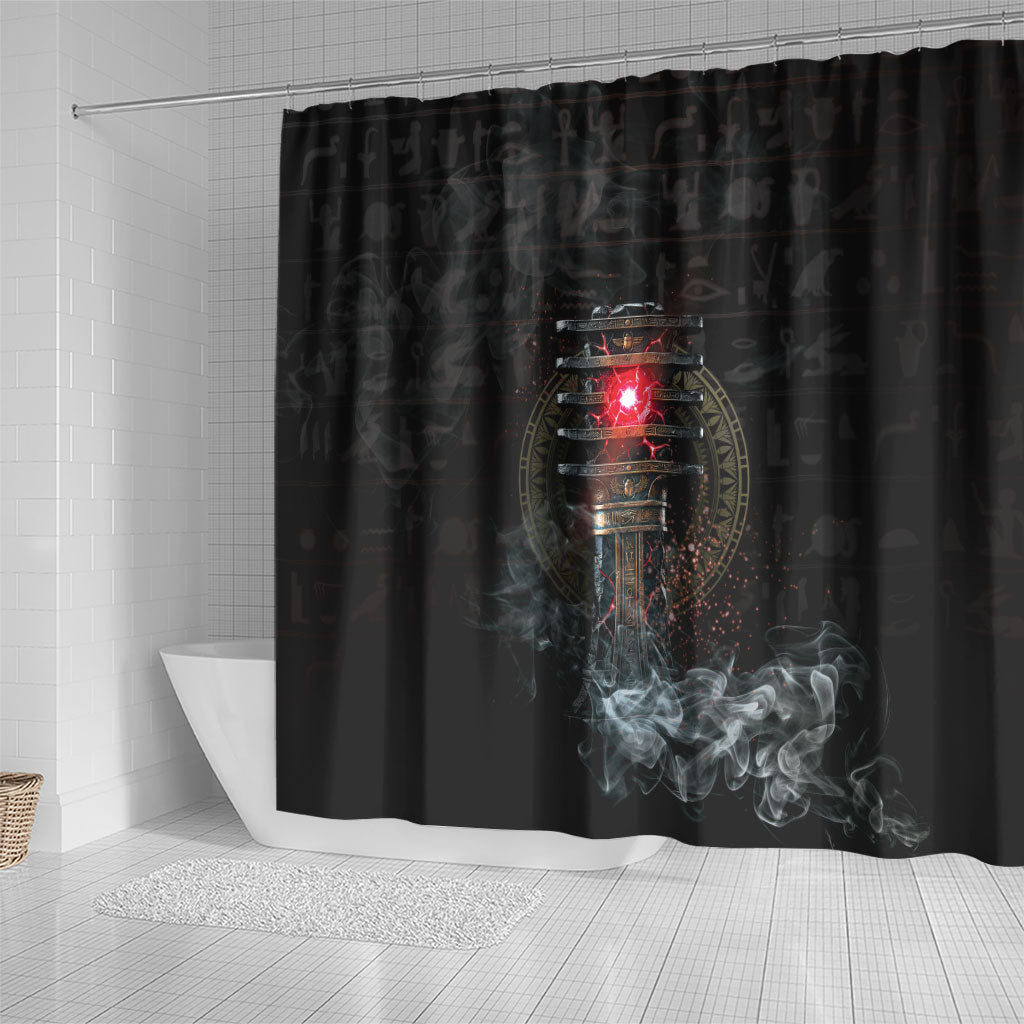 Egypt Djed Shower Curtain Glow Smoky Dark Style