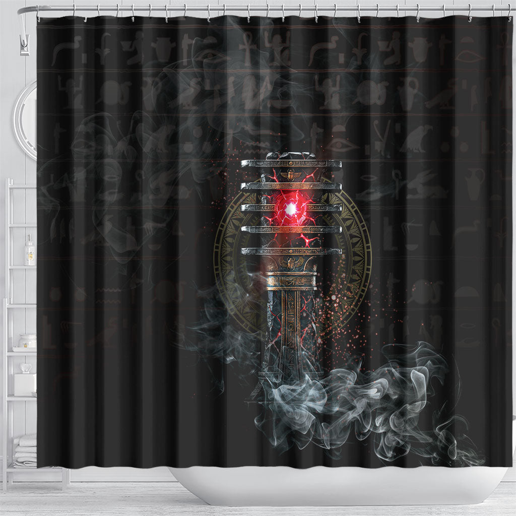 Egypt Djed Shower Curtain Glow Smoky Dark Style