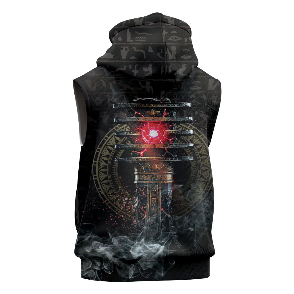 Egypt Djed Sleeveless Hoodie Glow Smoky Dark Style