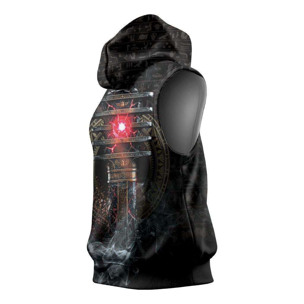 Egypt Djed Sleeveless Hoodie Glow Smoky Dark Style