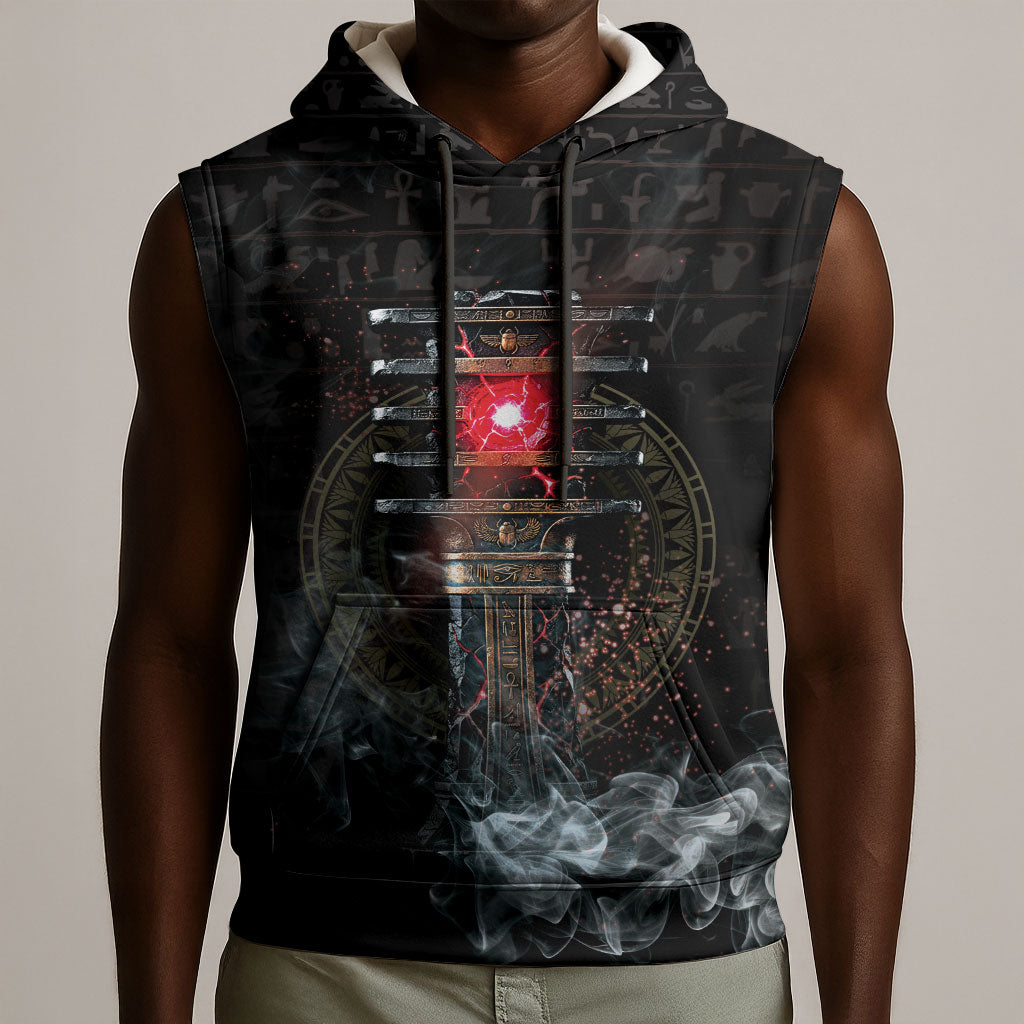 Egypt Djed Sleeveless Hoodie Glow Smoky Dark Style