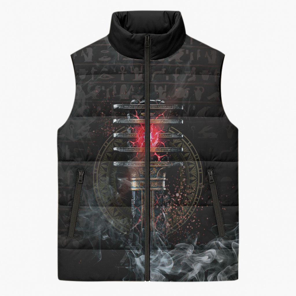 Egypt Djed Sleeveless Puffer Jacket Glow Smoky Dark Style