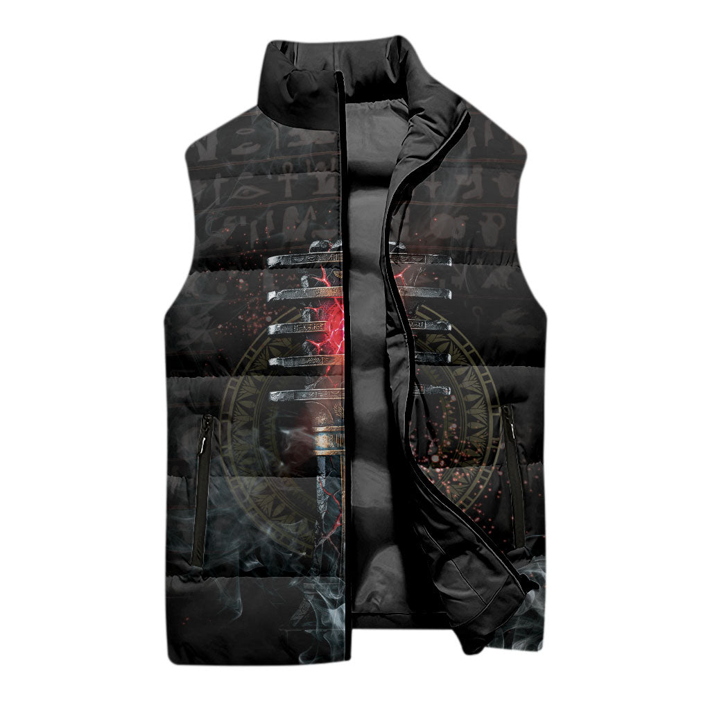 Egypt Djed Sleeveless Puffer Jacket Glow Smoky Dark Style
