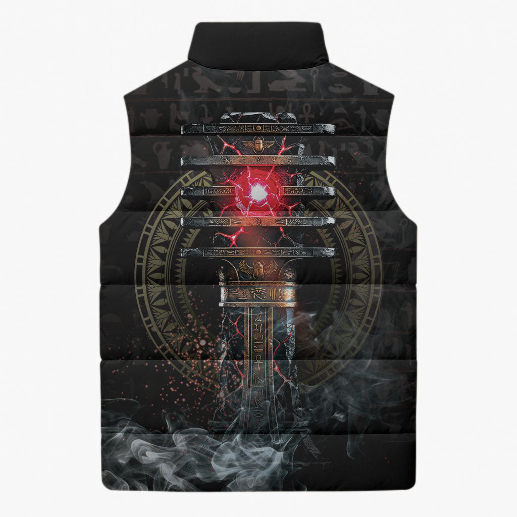 Egypt Djed Sleeveless Puffer Jacket Glow Smoky Dark Style