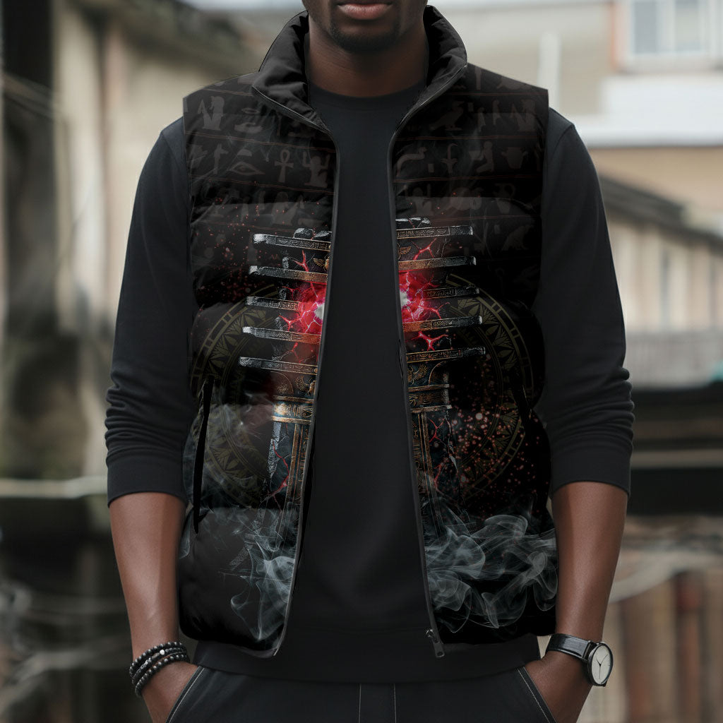 Egypt Djed Sleeveless Puffer Jacket Glow Smoky Dark Style