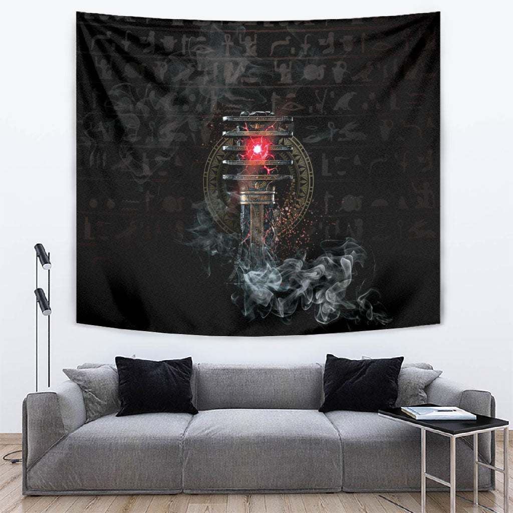 Egypt Djed Tapestry Glow Smoky Dark Style