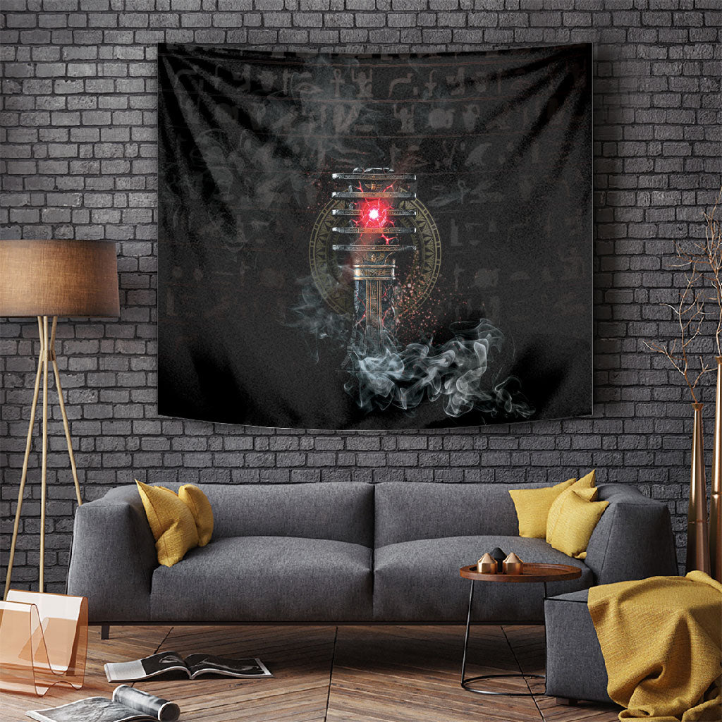 Egypt Djed Tapestry Glow Smoky Dark Style