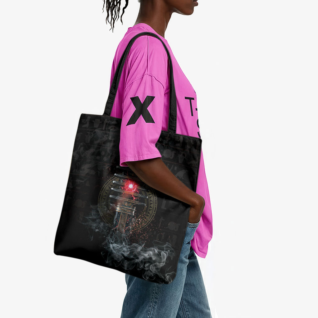 Egypt Djed Tote Bag Glow Smoky Dark Style
