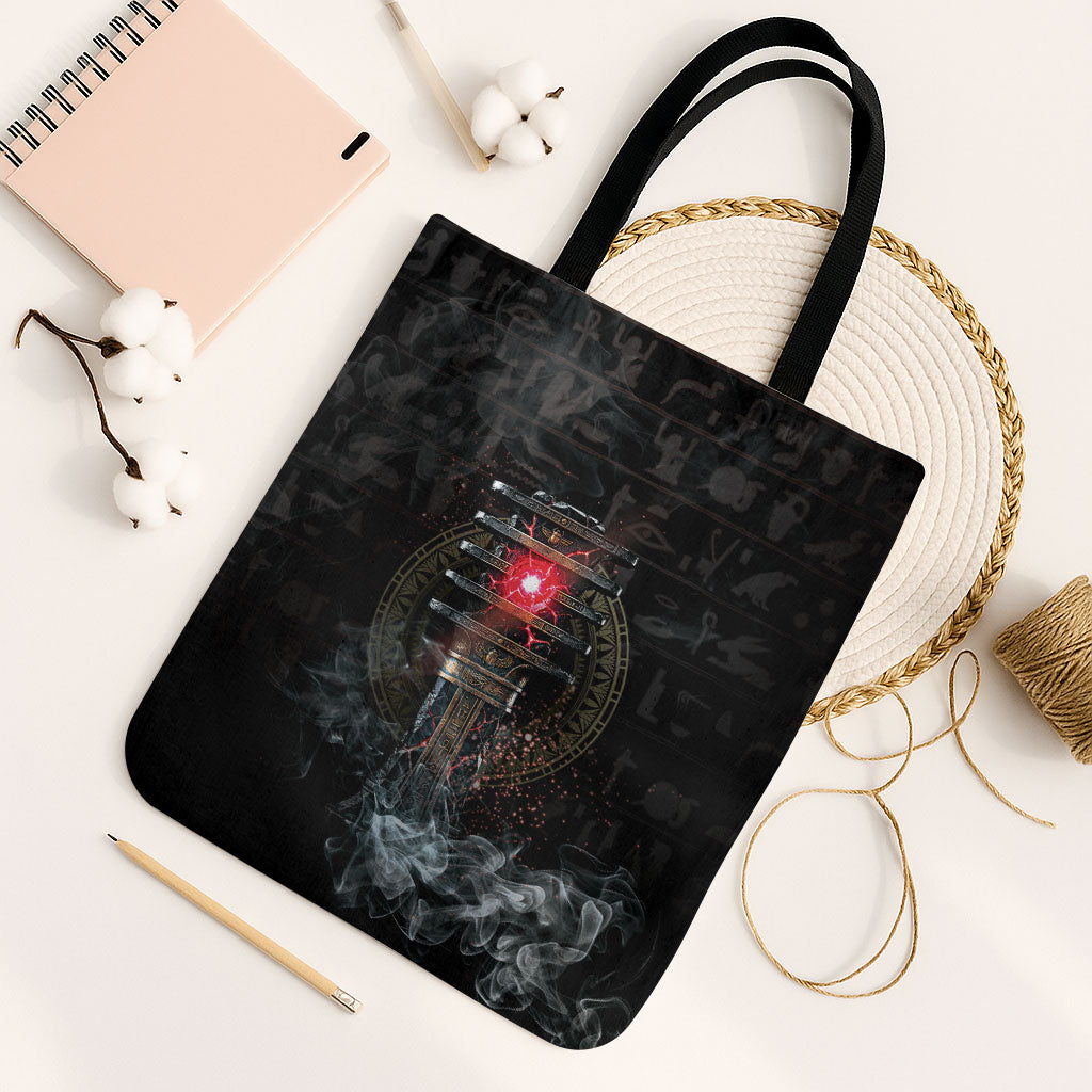 Egypt Djed Tote Bag Glow Smoky Dark Style