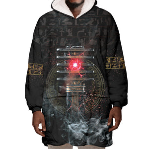 Egypt Djed Wearable Blanket Hoodie Glow Smoky Dark Style