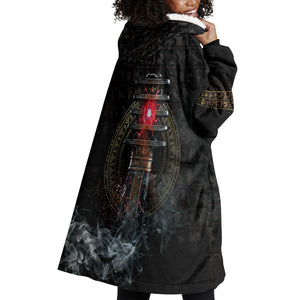 Egypt Djed Wearable Blanket Hoodie Glow Smoky Dark Style