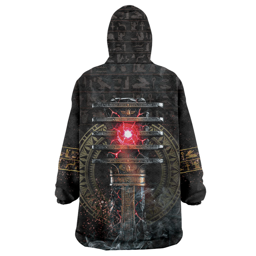 Egypt Djed Wearable Blanket Hoodie Glow Smoky Dark Style