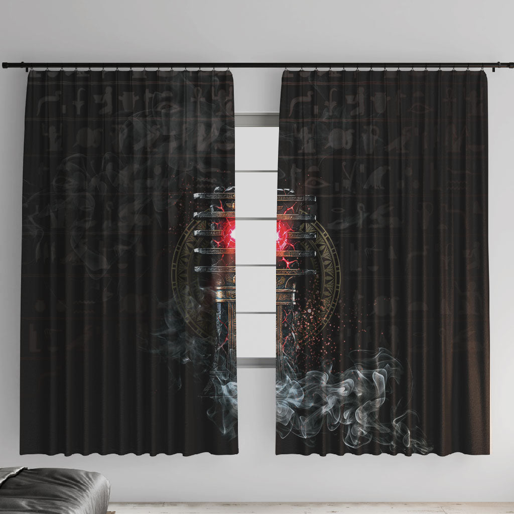 Egypt Djed Window Curtain Glow Smoky Dark Style