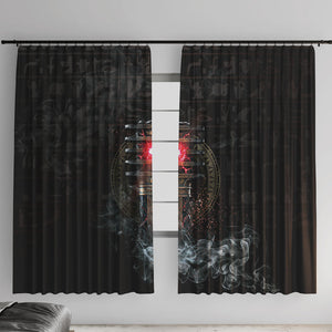 Egypt Djed Window Curtain Glow Smoky Dark Style