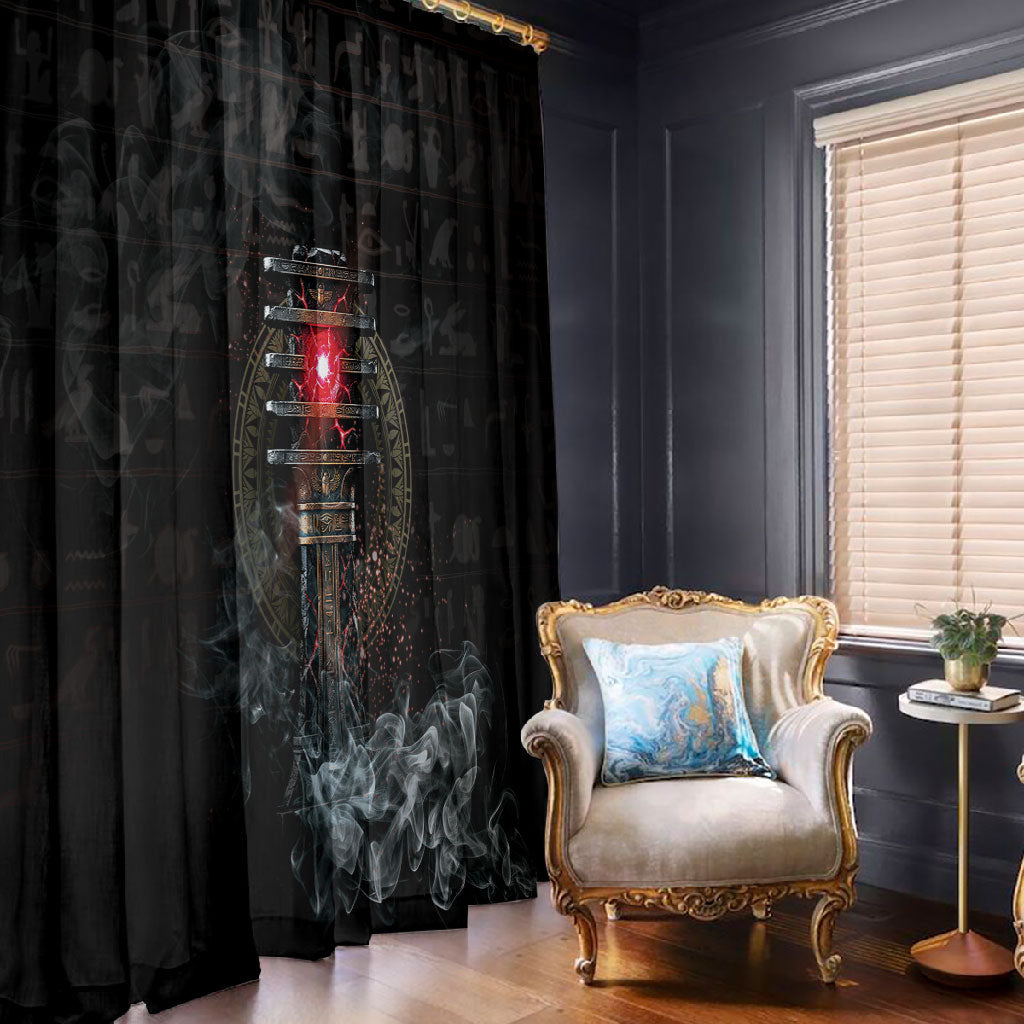 Egypt Djed Window Curtain Glow Smoky Dark Style