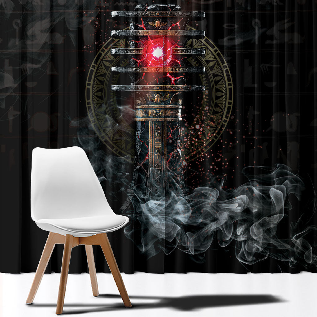 Egypt Djed Window Curtain Glow Smoky Dark Style
