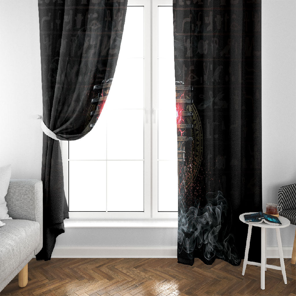 Egypt Djed Window Curtain Glow Smoky Dark Style