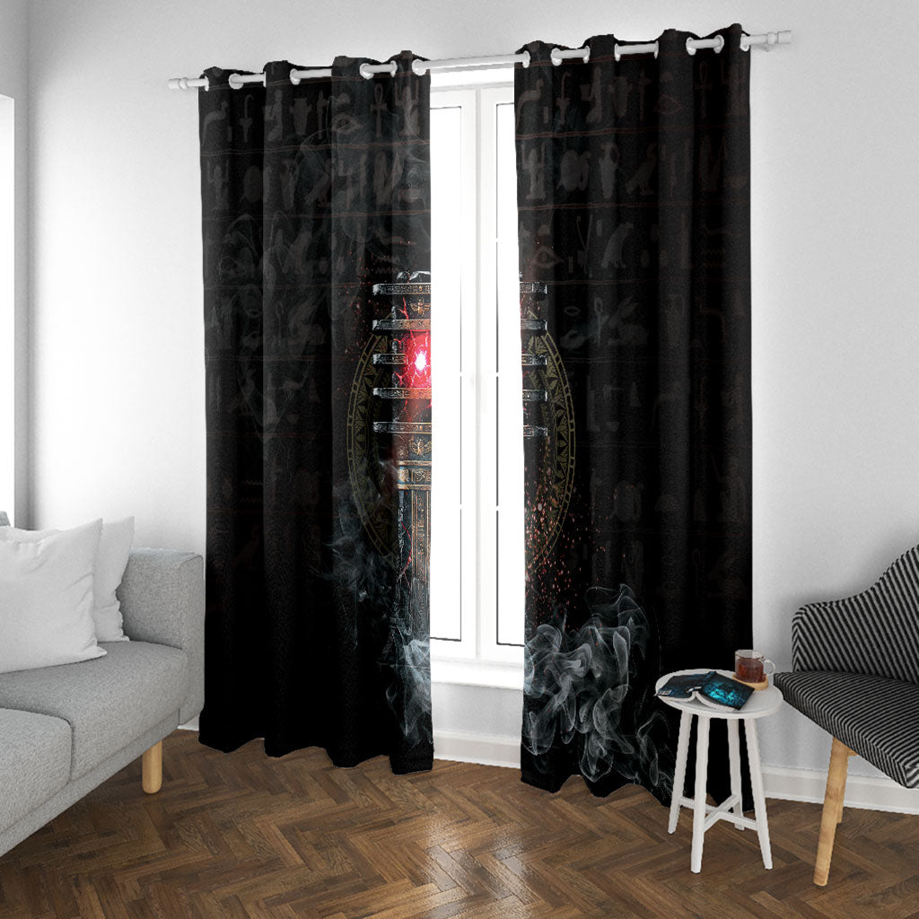 Egypt Djed Window Curtain Glow Smoky Dark Style