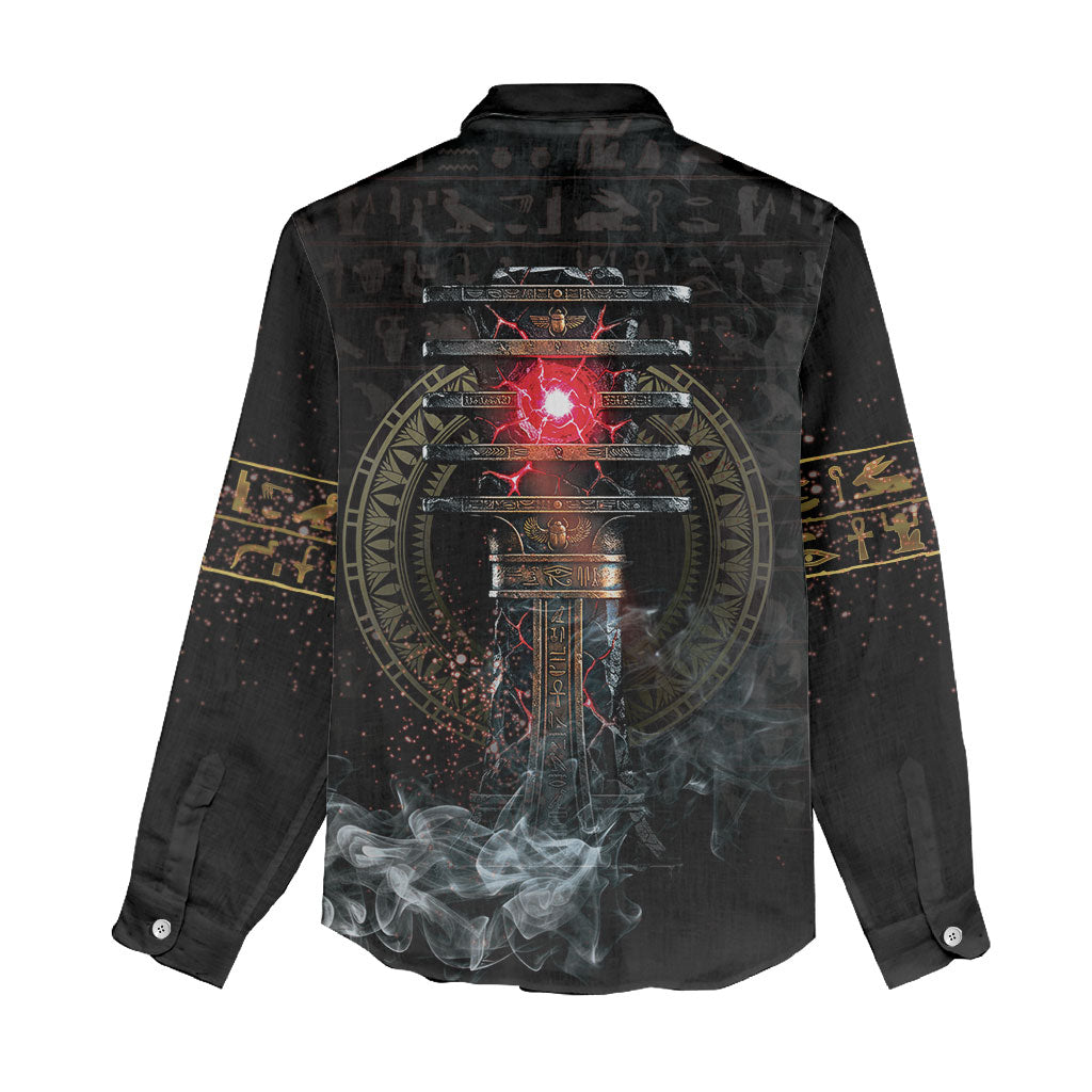 Egypt Djed Women Casual Shirt Glow Smoky Dark Style