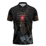 Egypt Djed Zipper Polo Shirt Glow Smoky Dark Style