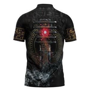 Egypt Djed Zipper Polo Shirt Glow Smoky Dark Style