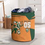 Custom Ivory Coast Football Laundry Basket Elephant Geometric African Art Style