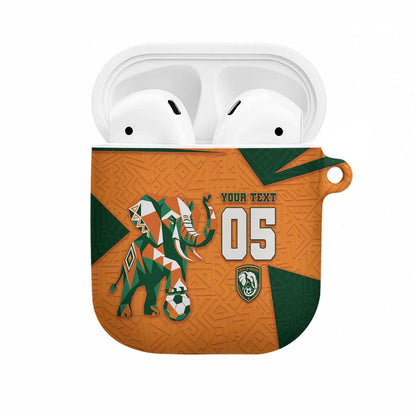 Custom Ivory Coast Football AirPods Case Elephant Geometric African Art Style