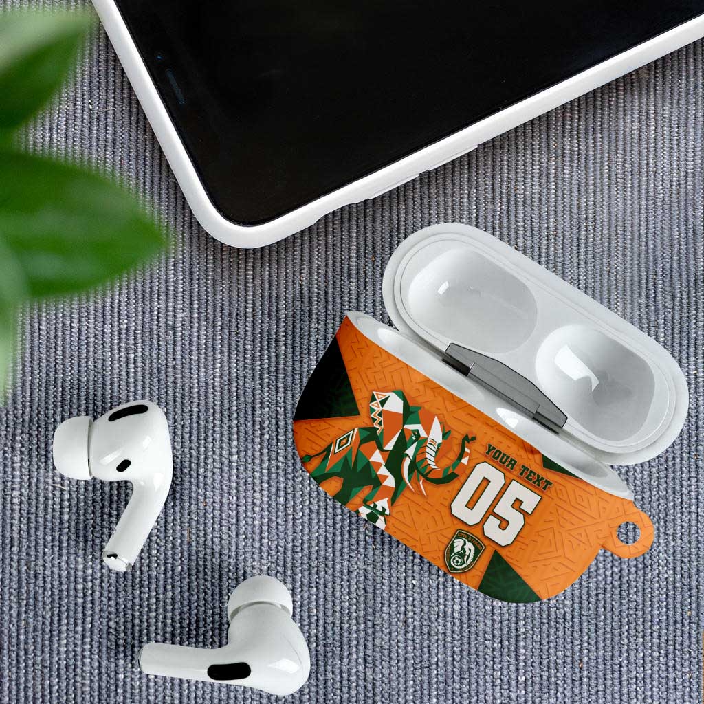 Custom Ivory Coast Football AirPods Case Elephant Geometric African Art Style