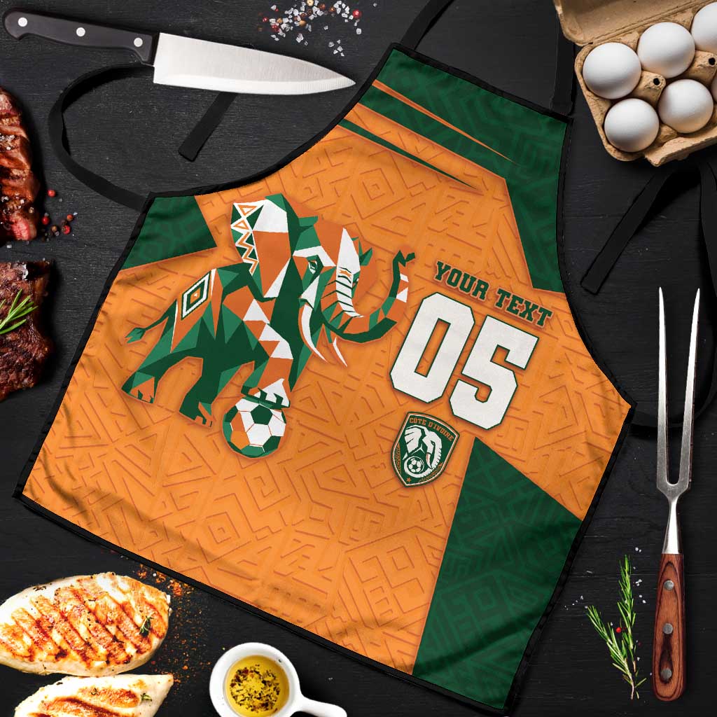 Custom Ivory Coast Football Apron Elephant Geometric African Art Style