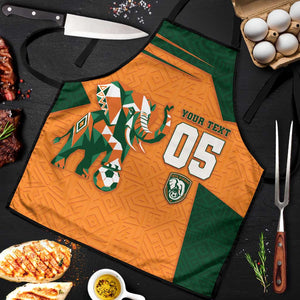 Custom Ivory Coast Football Apron Elephant Geometric African Art Style