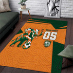 Custom Ivory Coast Football Area Rug Elephant Geometric African Art Style