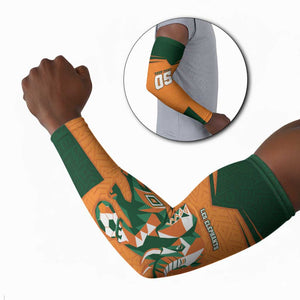 Custom Ivory Coast Football Arm Sleeves Elephant Geometric African Art Style