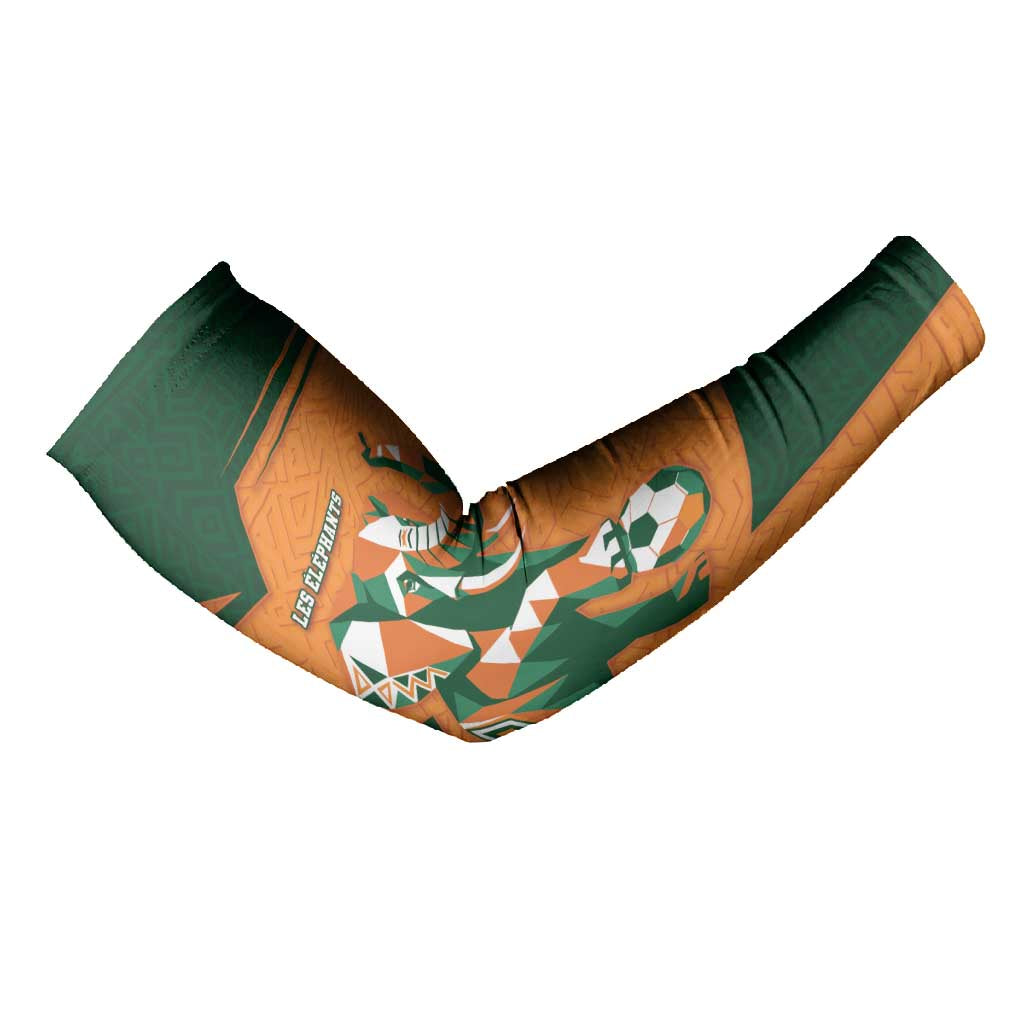 Custom Ivory Coast Football Arm Sleeves Elephant Geometric African Art Style