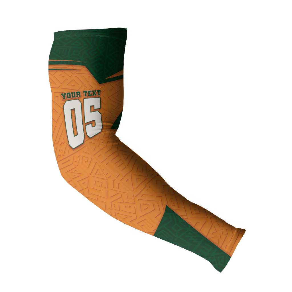 Custom Ivory Coast Football Arm Sleeves Elephant Geometric African Art Style