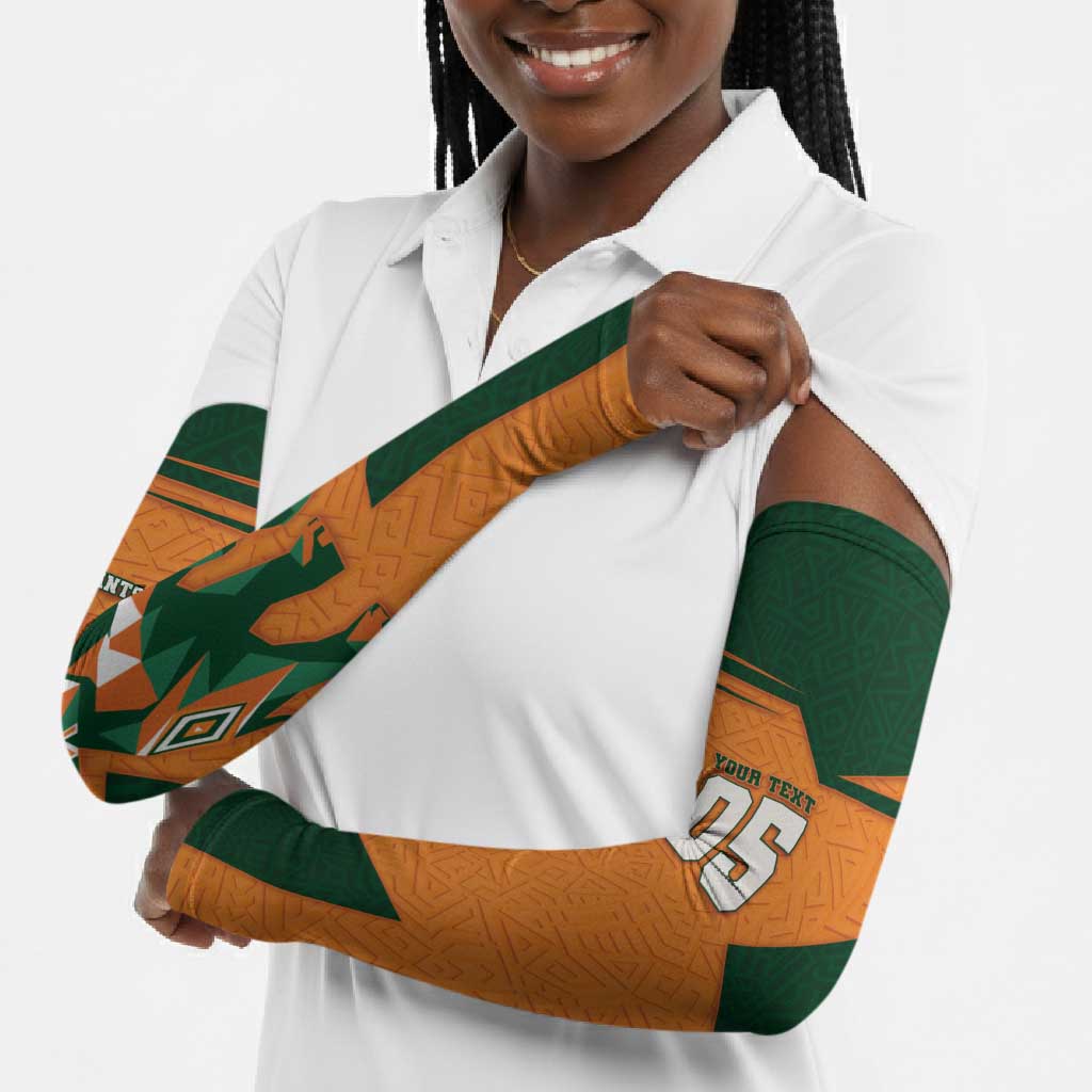 Custom Ivory Coast Football Arm Sleeves Elephant Geometric African Art Style