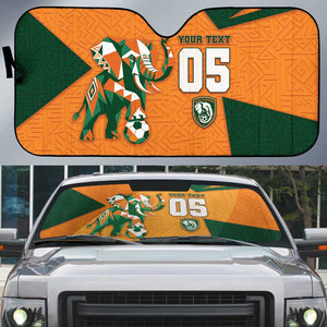 Custom Ivory Coast Football Auto Sun Shade Elephant Geometric African Art Style