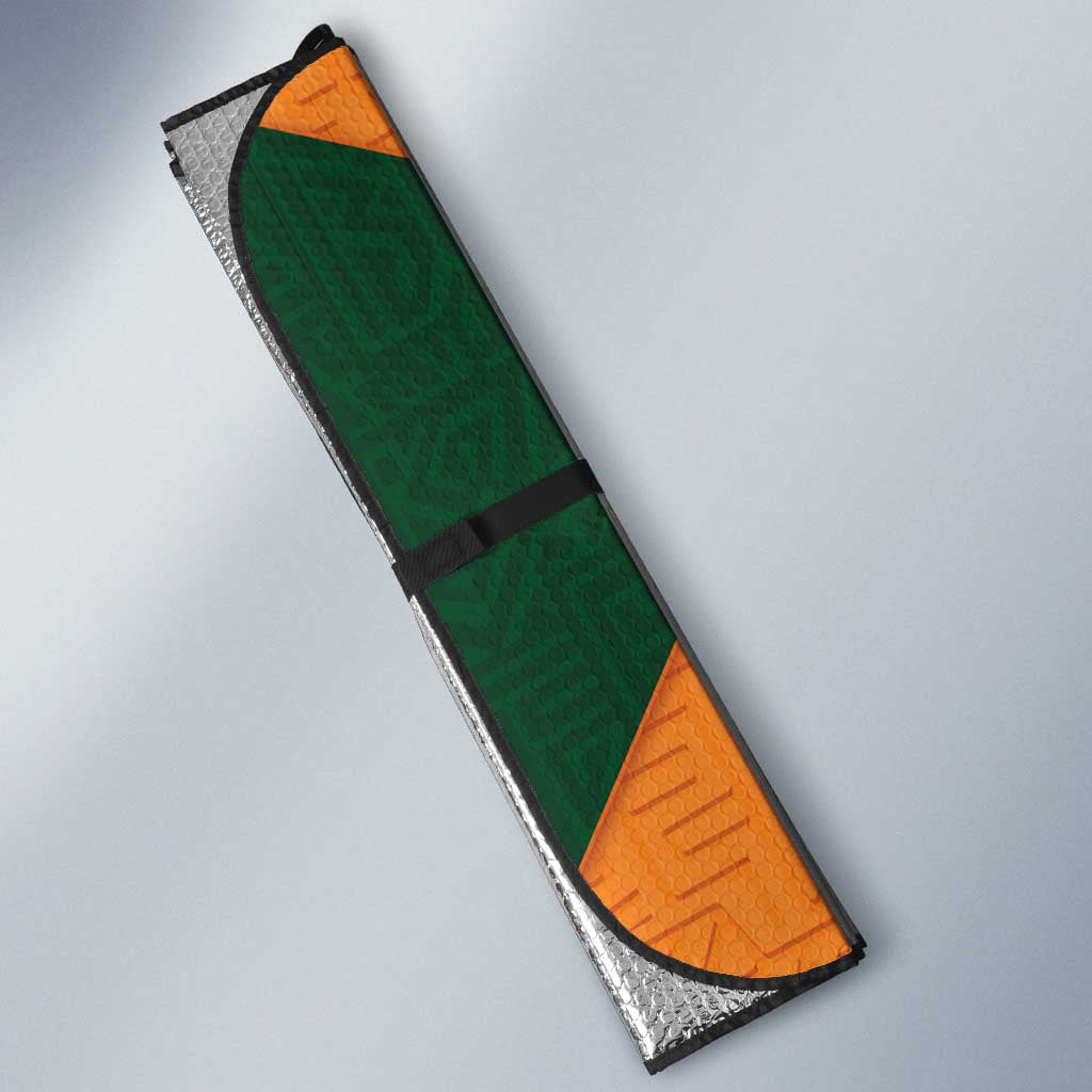 Custom Ivory Coast Football Auto Sun Shade Elephant Geometric African Art Style