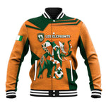 Custom Ivory Coast Football Baseball Jacket Elephant Geometric African Art Style