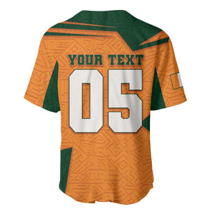 Custom Ivory Coast Football Baseball Jersey Elephant Geometric African Art Style