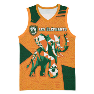 Custom Ivory Coast Football Basketball Jersey Elephant Geometric African Art Style