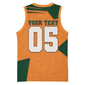 Custom Ivory Coast Football Basketball Jersey Elephant Geometric African Art Style