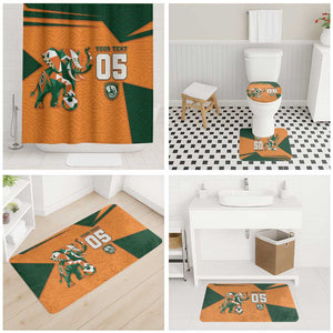 Custom Ivory Coast Football Bathroom Set Elephant Geometric African Art Style