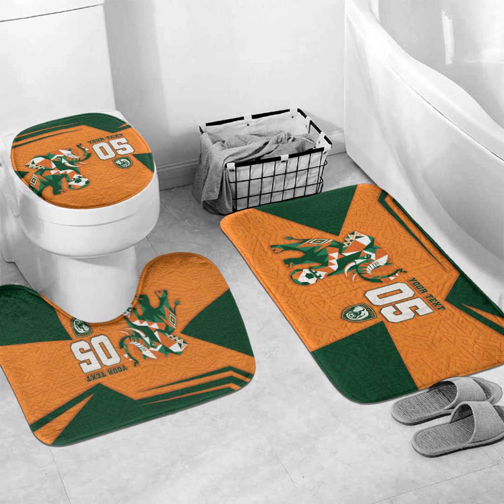 Custom Ivory Coast Football Bathroom Set Elephant Geometric African Art Style