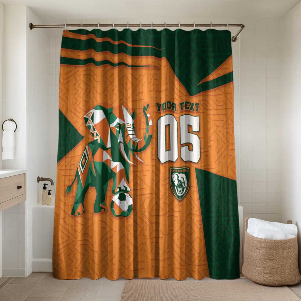 Custom Ivory Coast Football Bathroom Set Elephant Geometric African Art Style