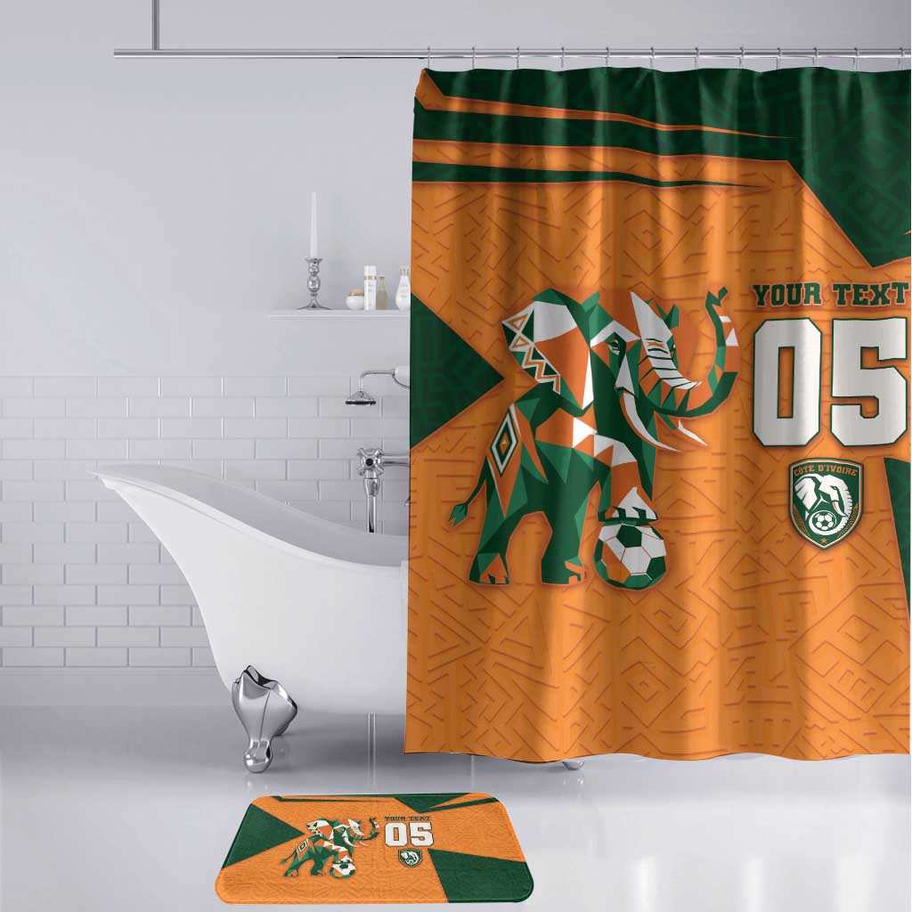 Custom Ivory Coast Football Bathroom Set Elephant Geometric African Art Style